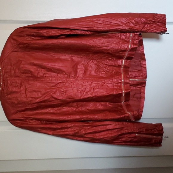 Alexo vegan leather jacket size 46 in a lovely burnt orange metallic color. - Picture 2 of 7
